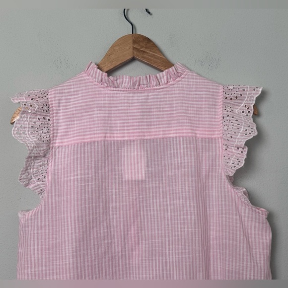 NWT J.Crew Striped‎ ruffle-front flutter-sleeve top in White Spring Blossom M - Picture 10 of 15